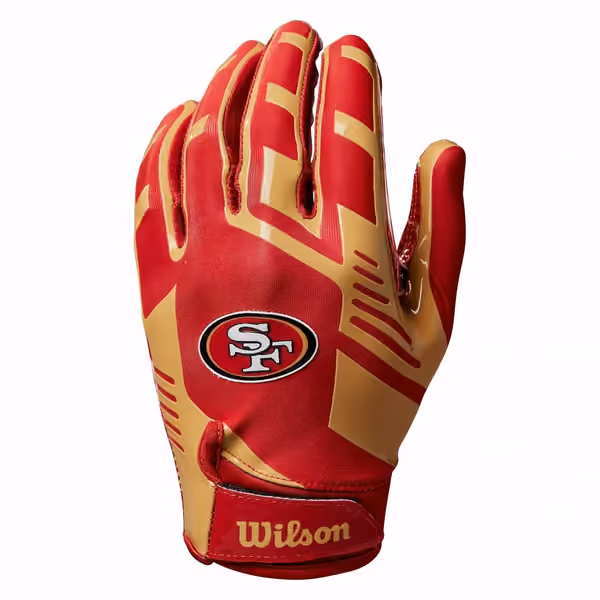 San Francisco 49ers Wilson Youth Stretch-Fit NFL Receivers Gloves (KIDS) view 2