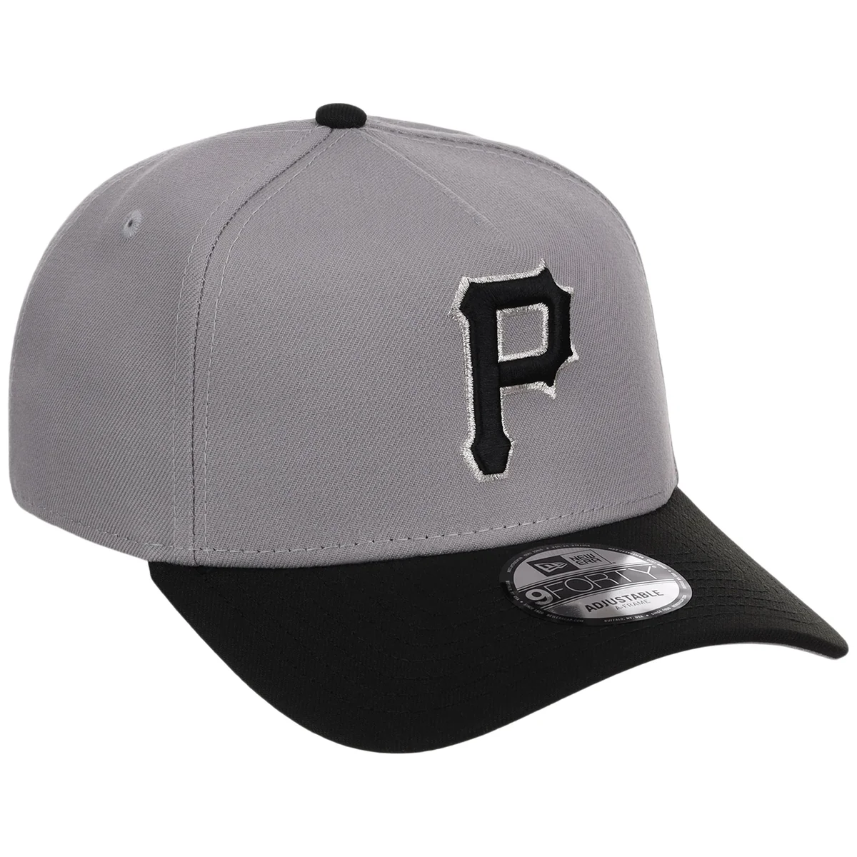 Pittsburgh Pirates MLB Gray x Black FASHION CORE New Era 9FORTY A-Frame front view