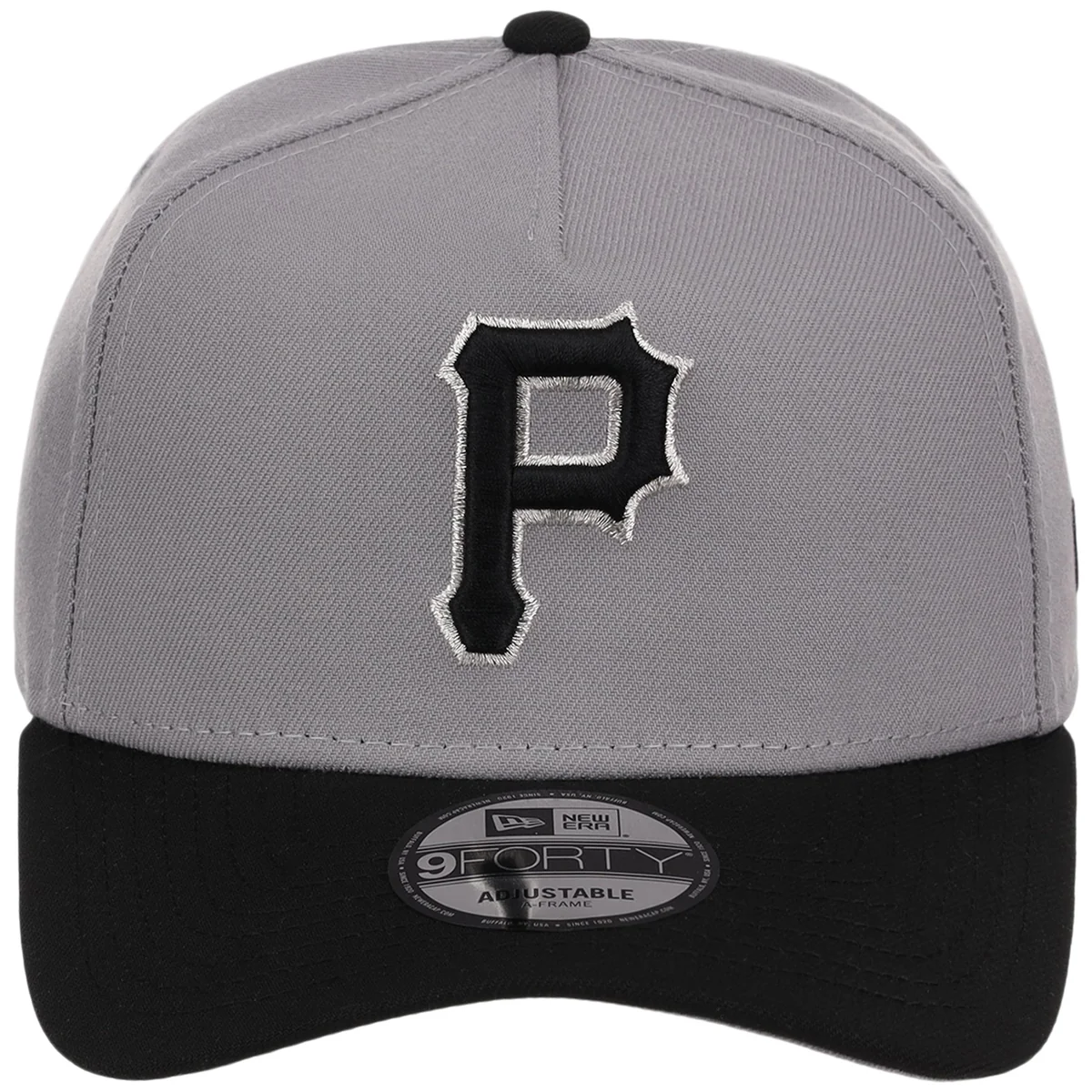 Pittsburgh Pirates MLB Gray x Black FASHION CORE New Era 9FORTY A-Frame detail view