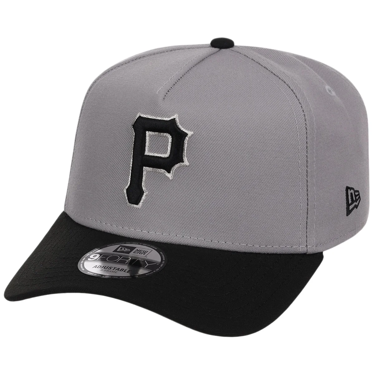 Pittsburgh Pirates MLB Gray x Black FASHION CORE New Era 9FORTY A-Frame detail view