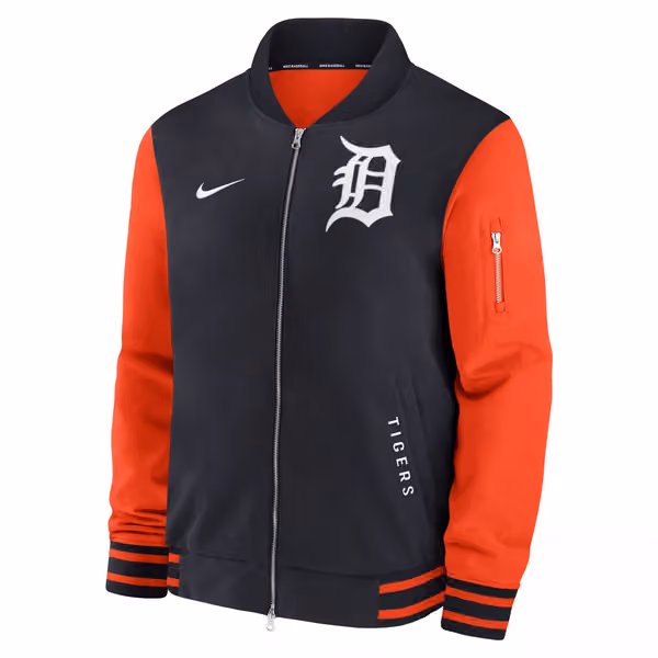 Detroit Tigers 2026 MLB Authentic Dugout Bomber Jacket Navy view 2