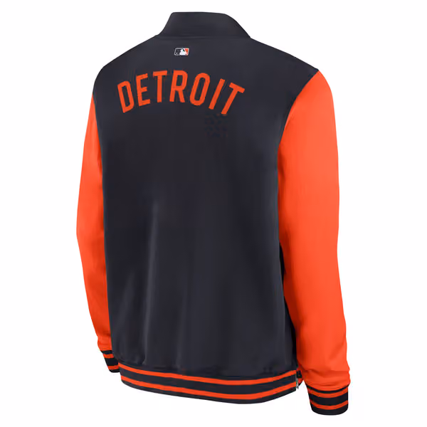 Detroit Tigers 2026 MLB Authentic Dugout Bomber Jacket Navy view 3