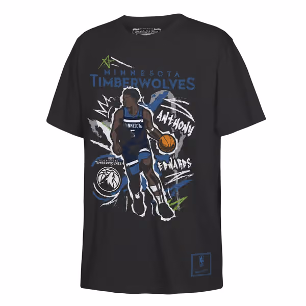 Anthony Edwards Minnesota Timberwolves NBA Chalked Up T-Shirt Black (YOUTH) view 1