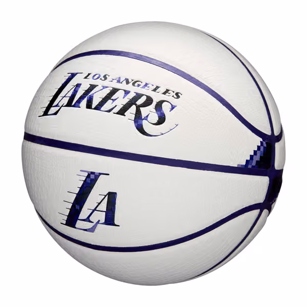 Los Angeles Lakers Pixel NBA Basketball White (Size 7) view 5