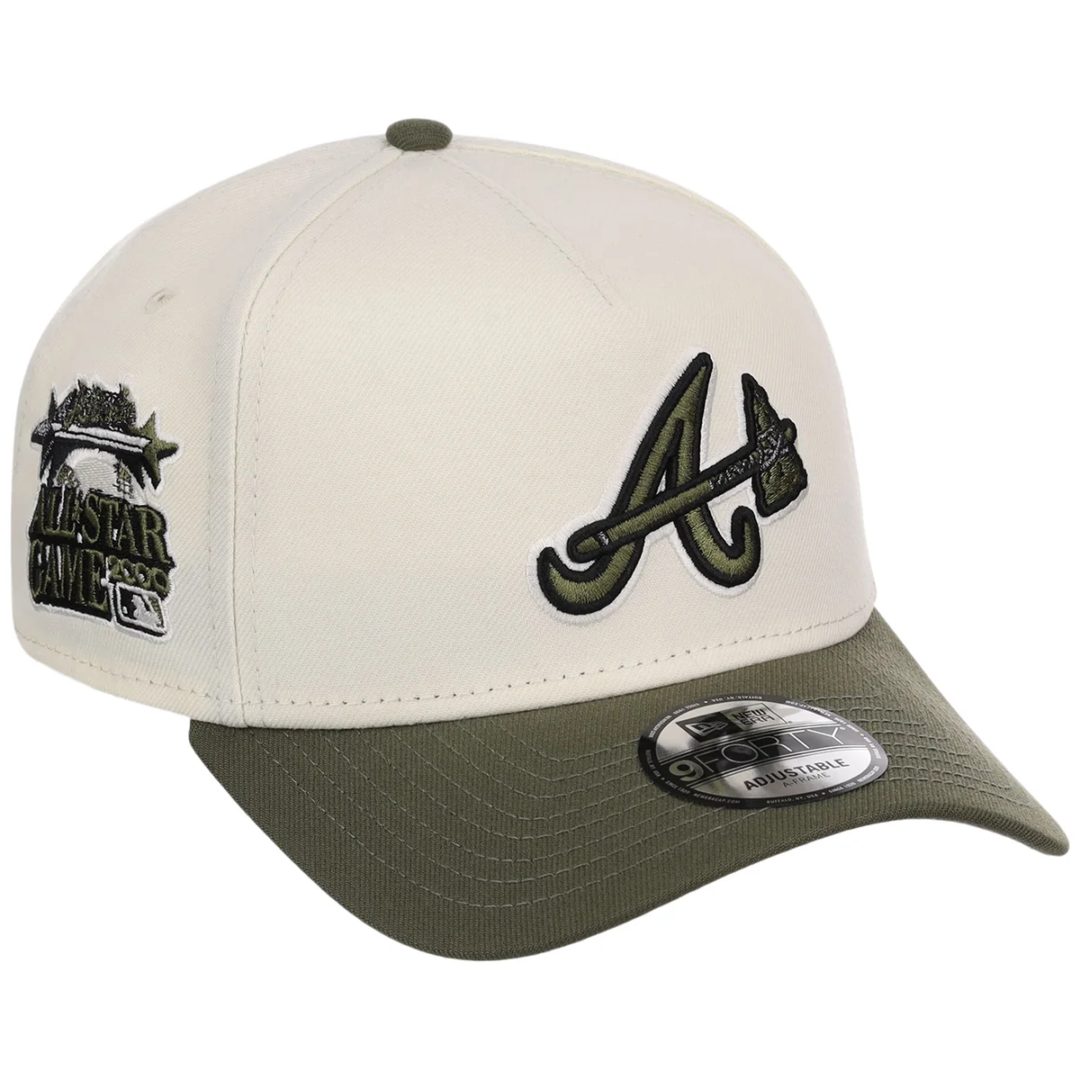 Atlanta Braves MLB Chrome Olive New Era 9FORTY front view