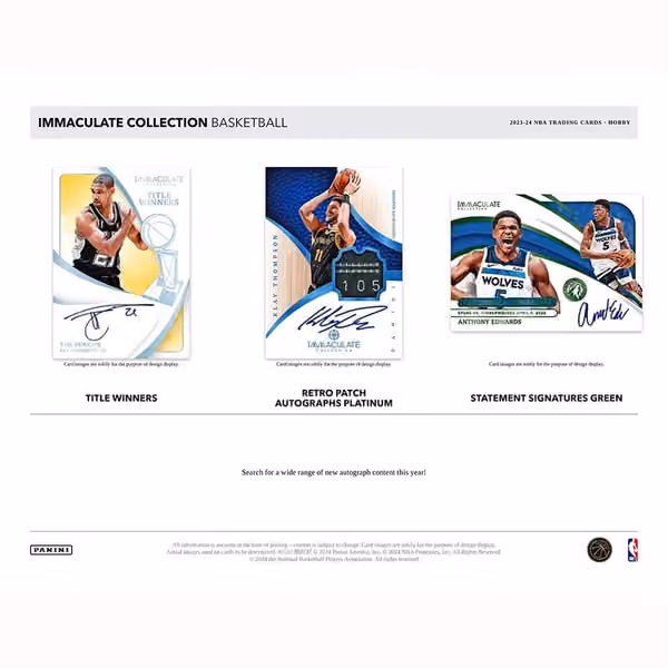 2023/24 Panini Immaculate Basketball NBA Hobby Box view 4