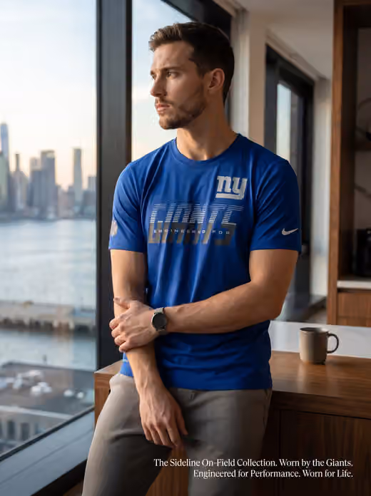 New York Giants 2026 NFL Sideline Team Issue Dri-Fit T-Shirt Blue view 3