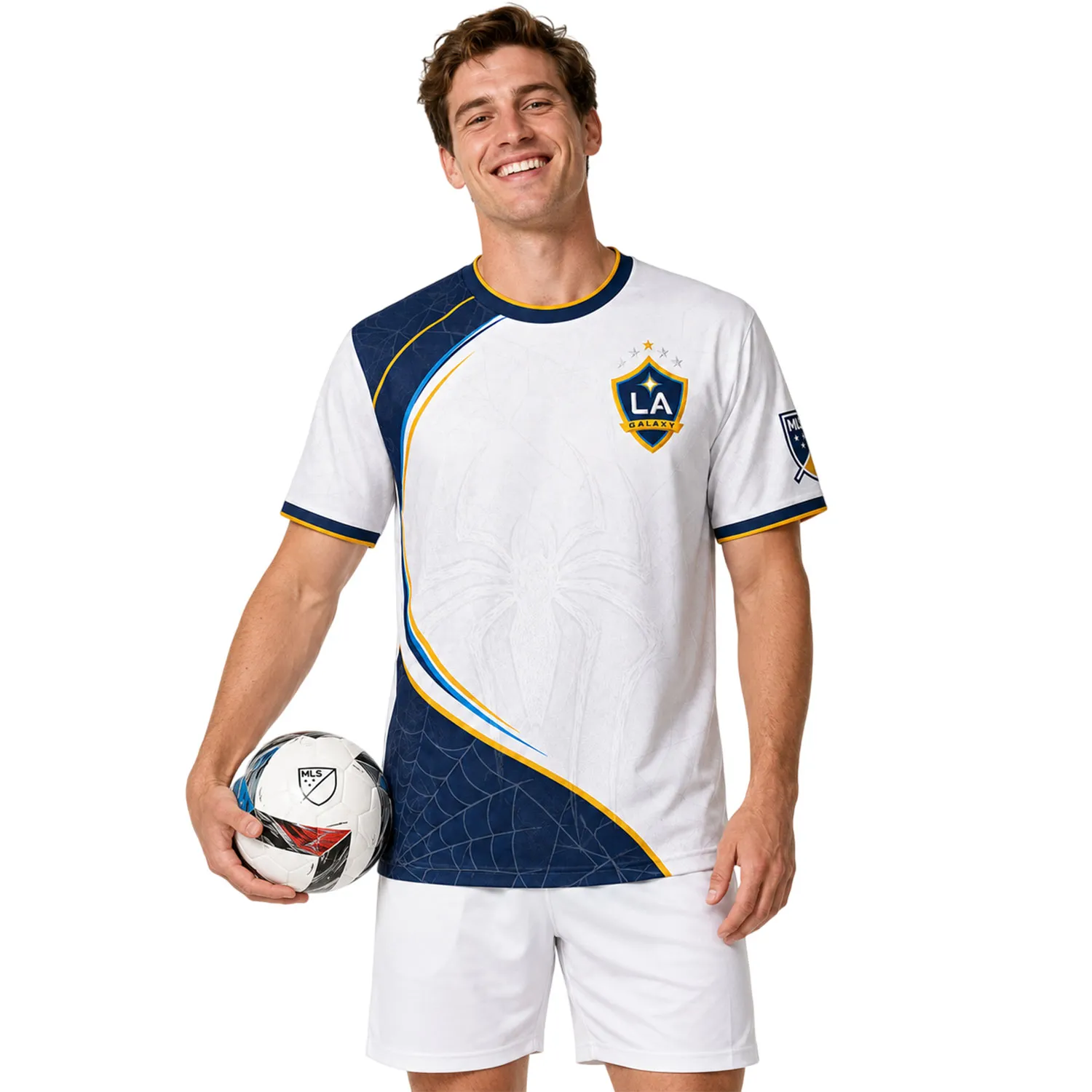 Custom LA Galaxy Spiderman Jersey – Unique Web Pattern Design