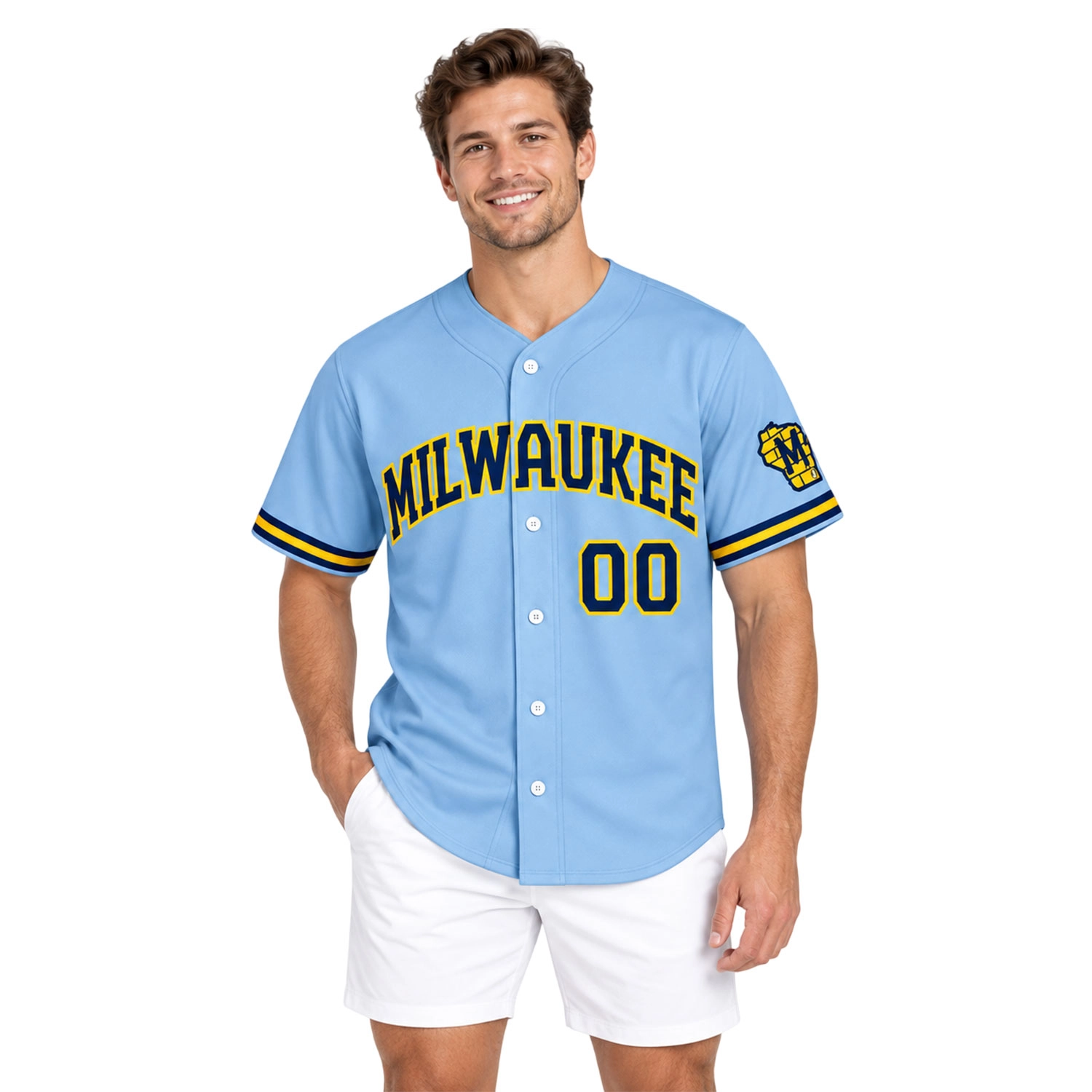 Brewers Powder Blue Jersey Bold Custom Style