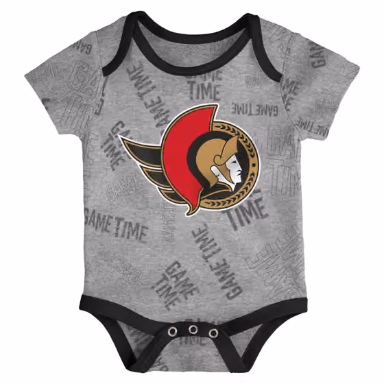 Ottawa Senators Game Time NHL Baby Bodysuit Set (3-Piece) view 4