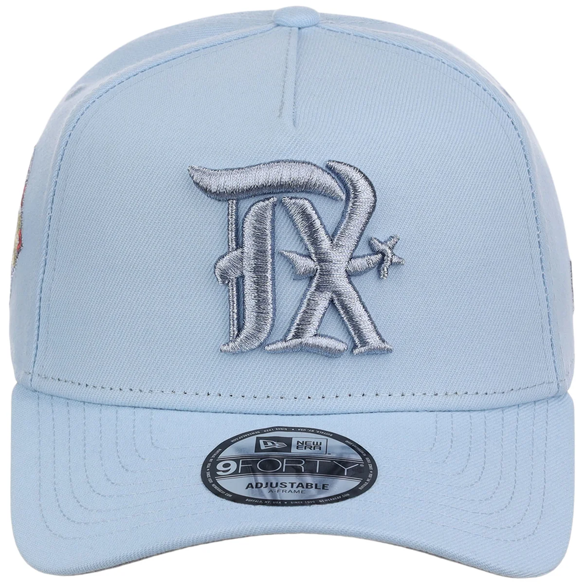 Texas Rangers MLB Glacial Blue New Era 9FORTY A-Frame detail view