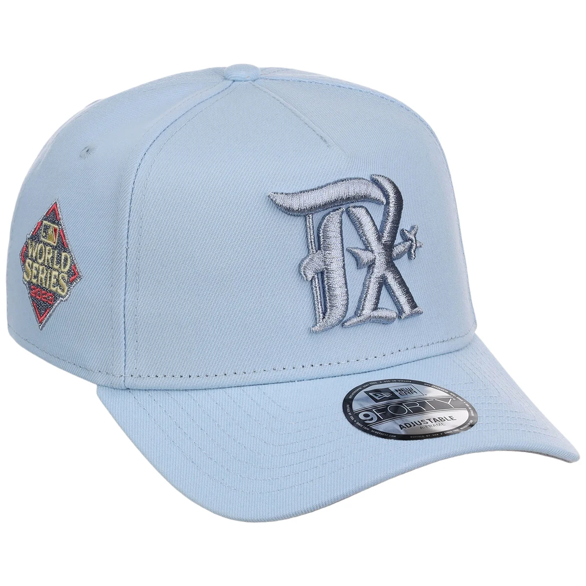 Texas Rangers MLB Glacial Blue New Era 9FORTY A-Frame front view