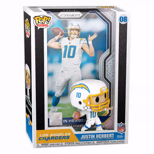 Funko POP! Trading Cards #08 Justin Herbert Los Angeles Chargers Prizm NFL Figure view 1