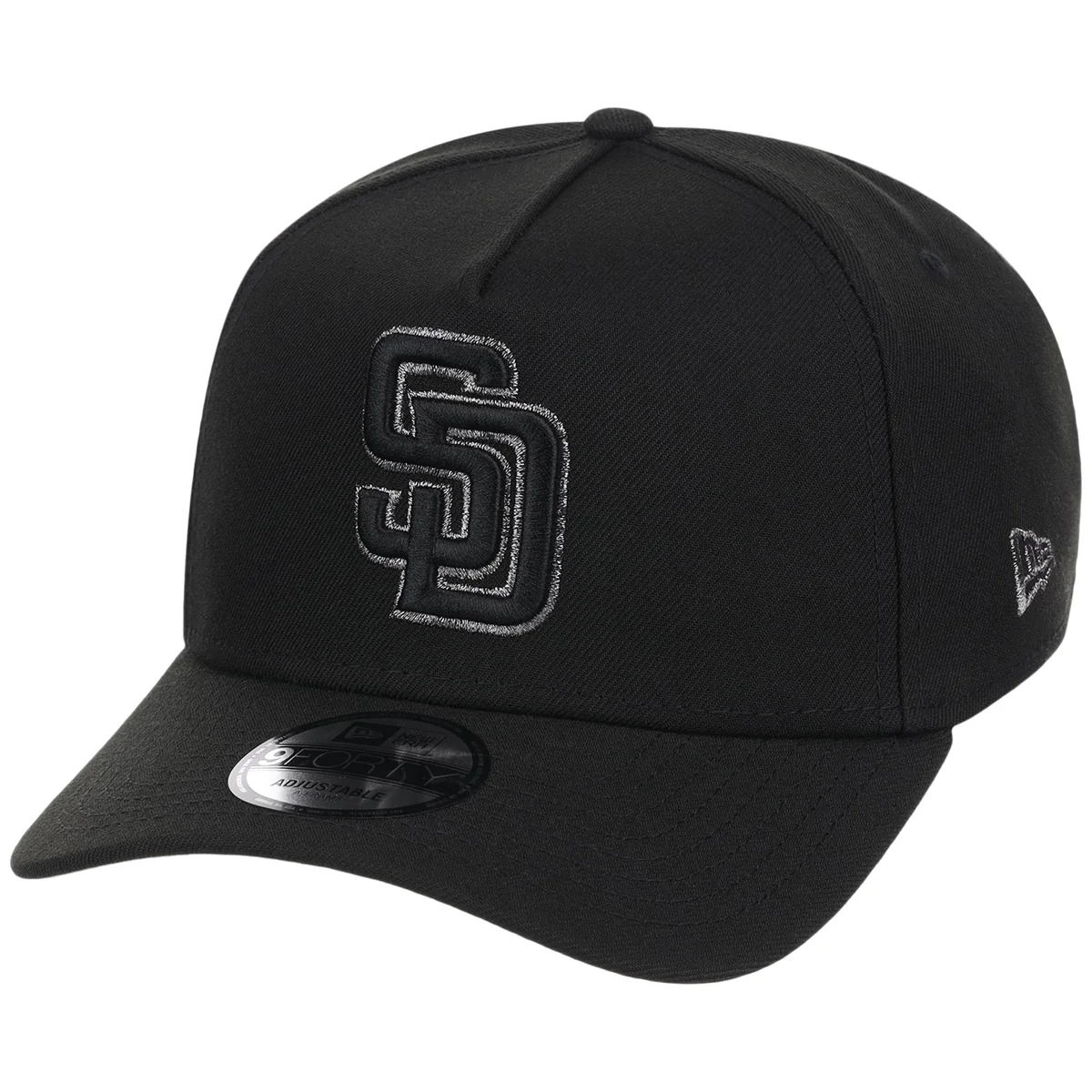 San Diego Padres MLB Black x Pewter FASHION CORE New Era 9FORTY A-Frame detail view