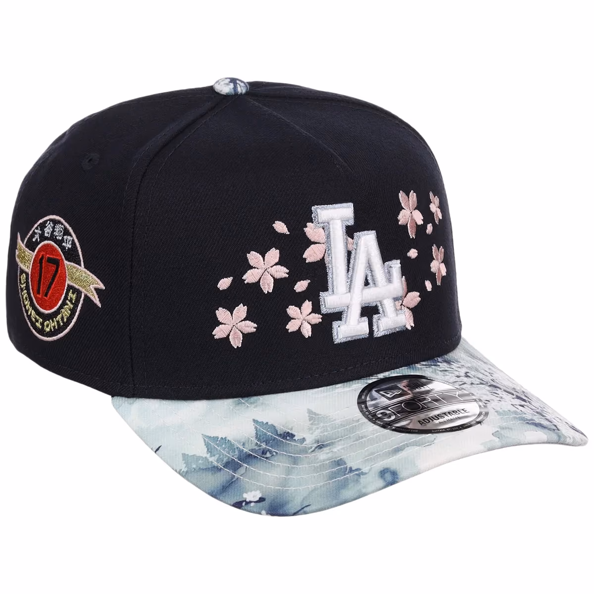 Los Angeles Dodgers Pacific Canvas New Era 9FORTY (Dark Royal/Floral) front view