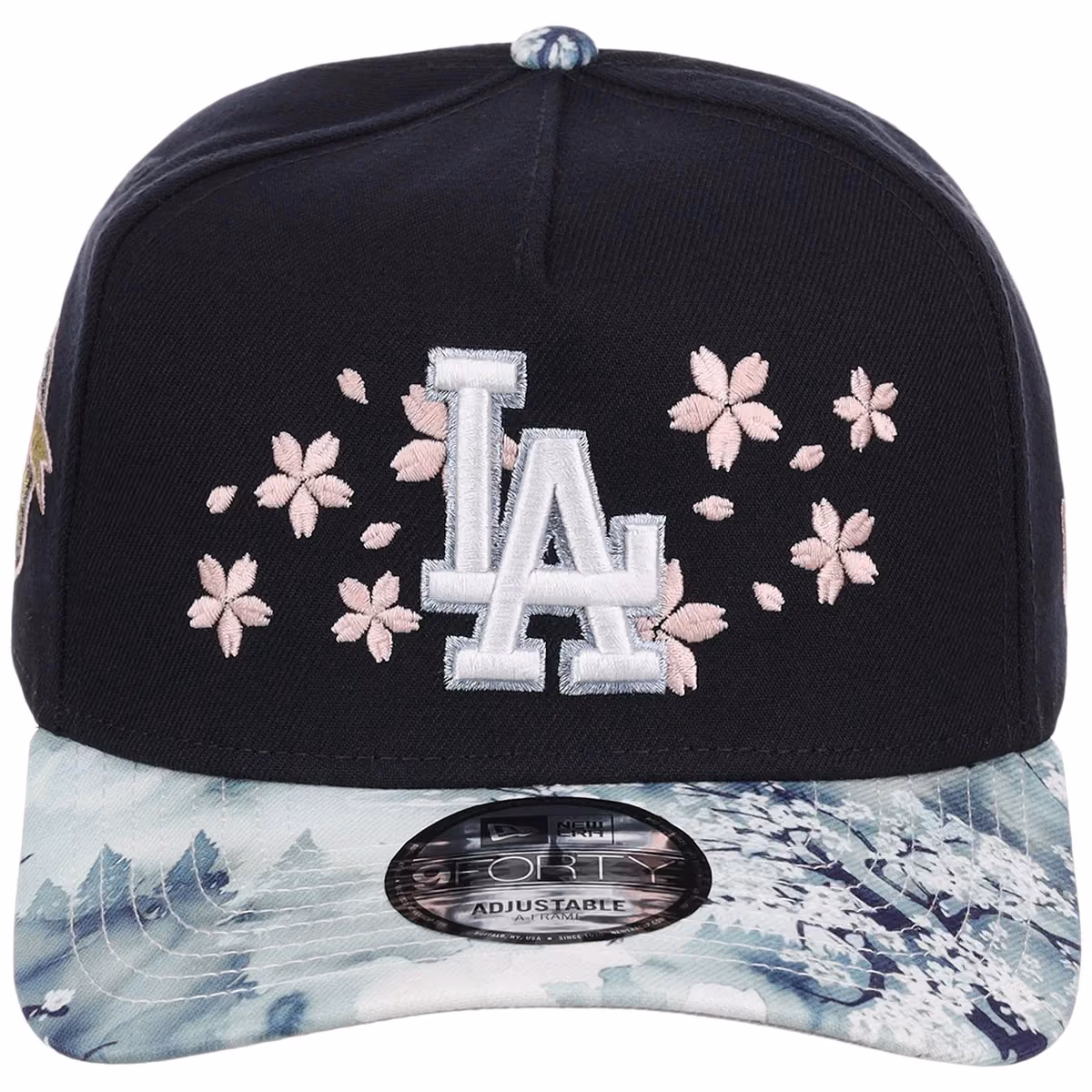 Los Angeles Dodgers Pacific Canvas New Era 9FORTY (Dark Royal/Floral) detail view