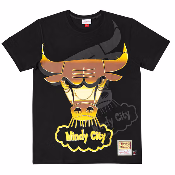 Chicago Bulls Big Face 4.0 Heavyweight Mitchell & Ness NBA T-Shirt Black view 1
