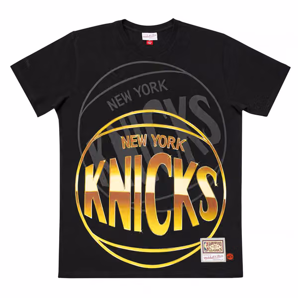 New York Knicks Big Face 4.0 Heavyweight Mitchell & Ness NBA T-Shirt Black view 1