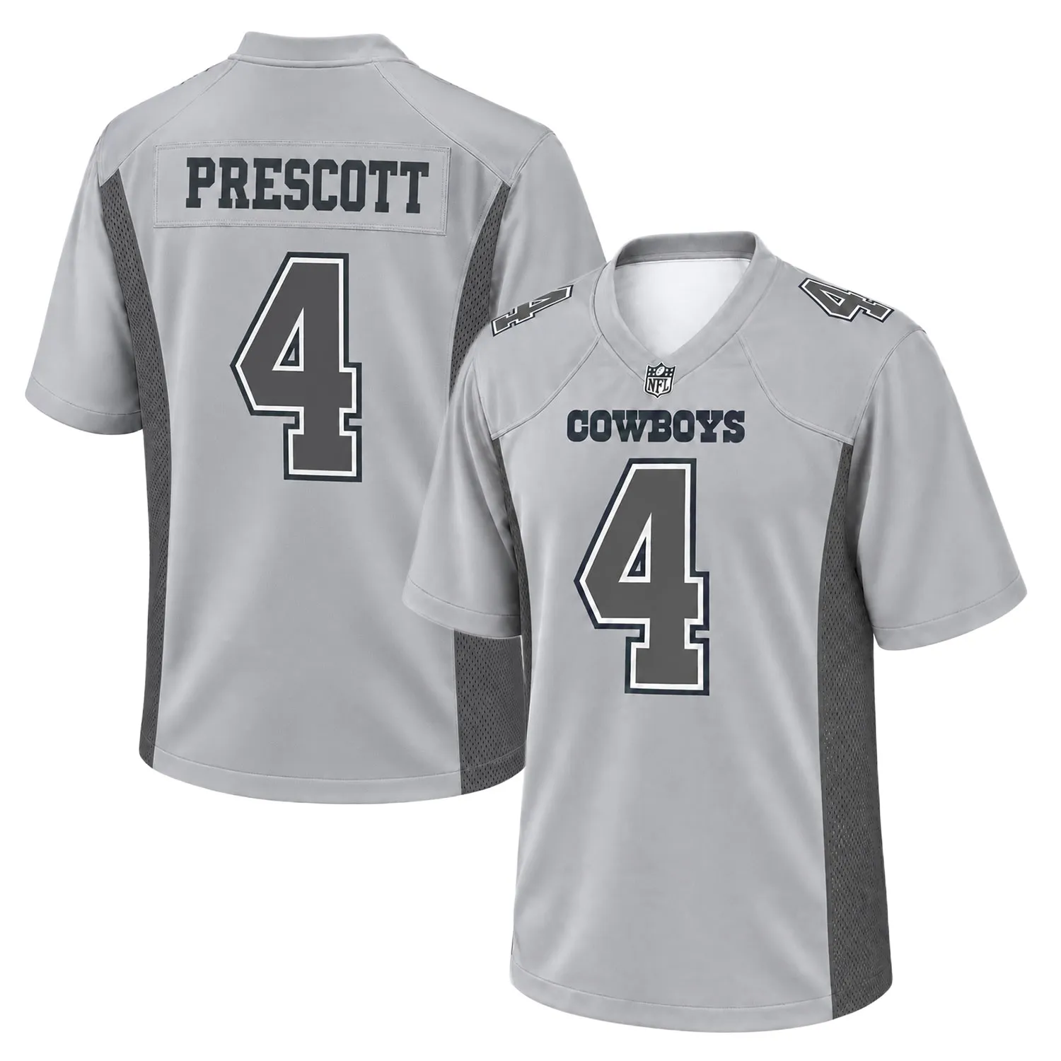 Dak Prescott Cowboys Gray Jersey Bold NFL Style football jersey