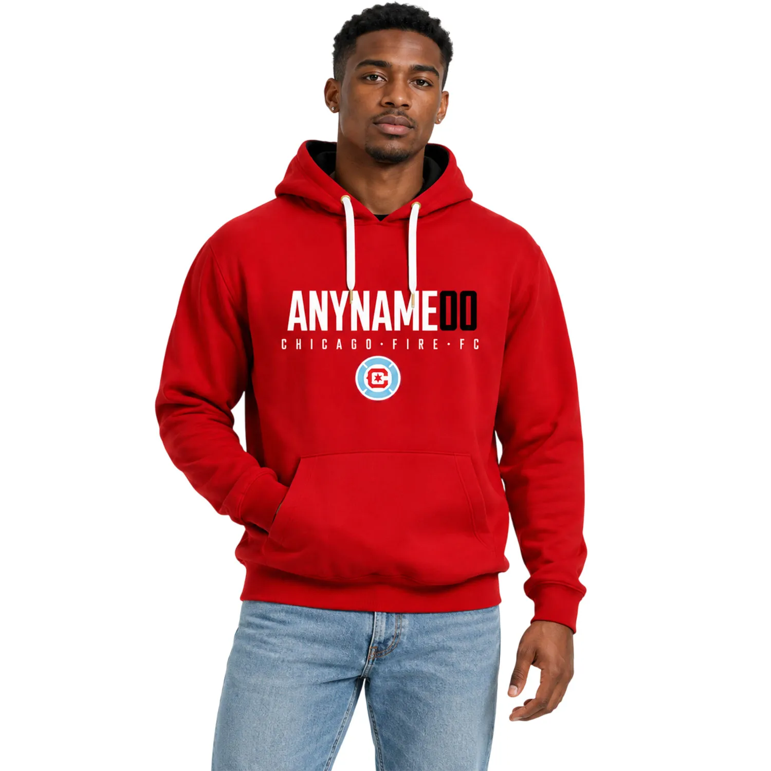 Chicago Fire Red Pullover Hoodie Custom Name and Number Bold Team Apparel