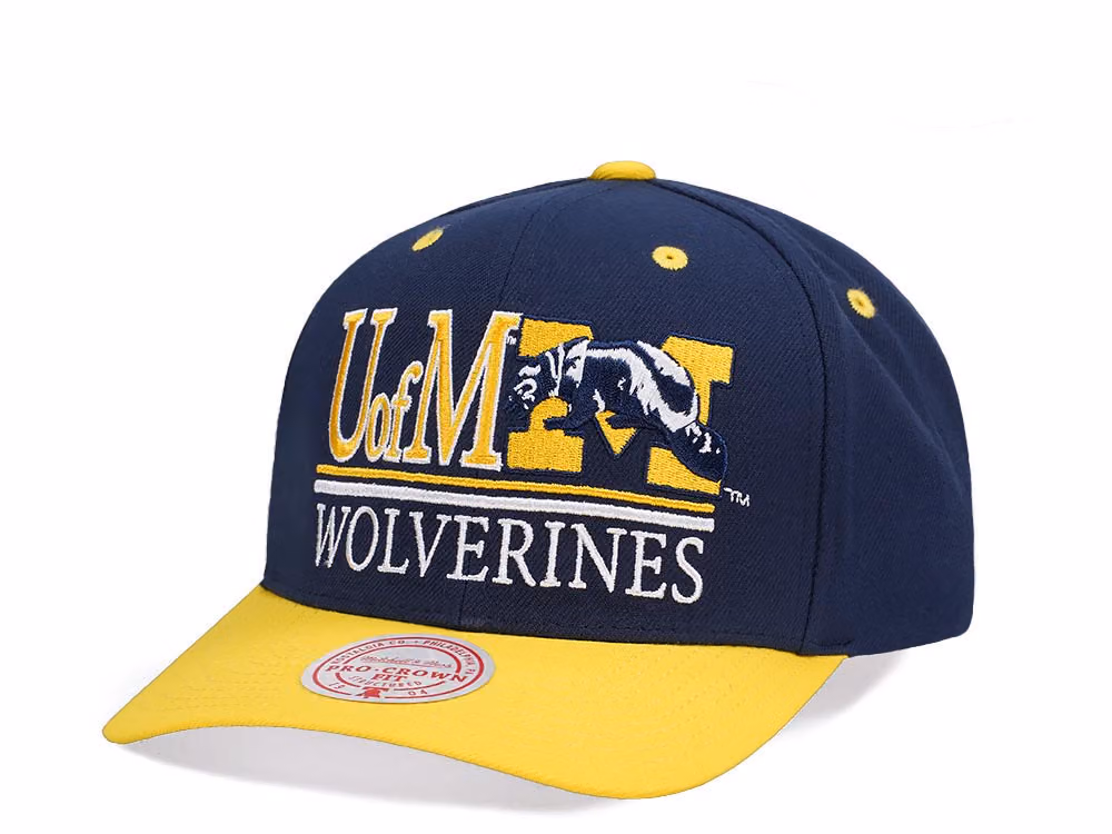 Mitchell & Ness University of Michigan Wolverines Pro Crown Fit Snapback Hat front