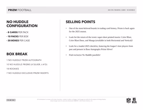 2025 Panini Prizm Football NFL No Huddle Hobby Box view 4