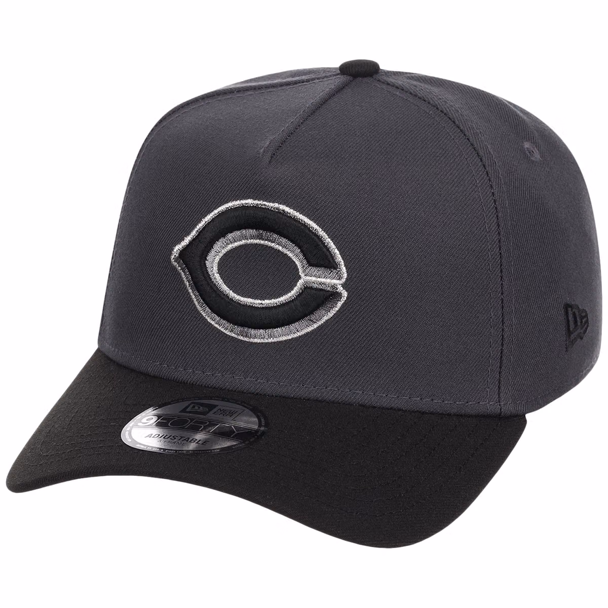 Cincinnati Reds MLB Graphite x Black FASHION CORE New Era 9FORTY A-Frame detail view