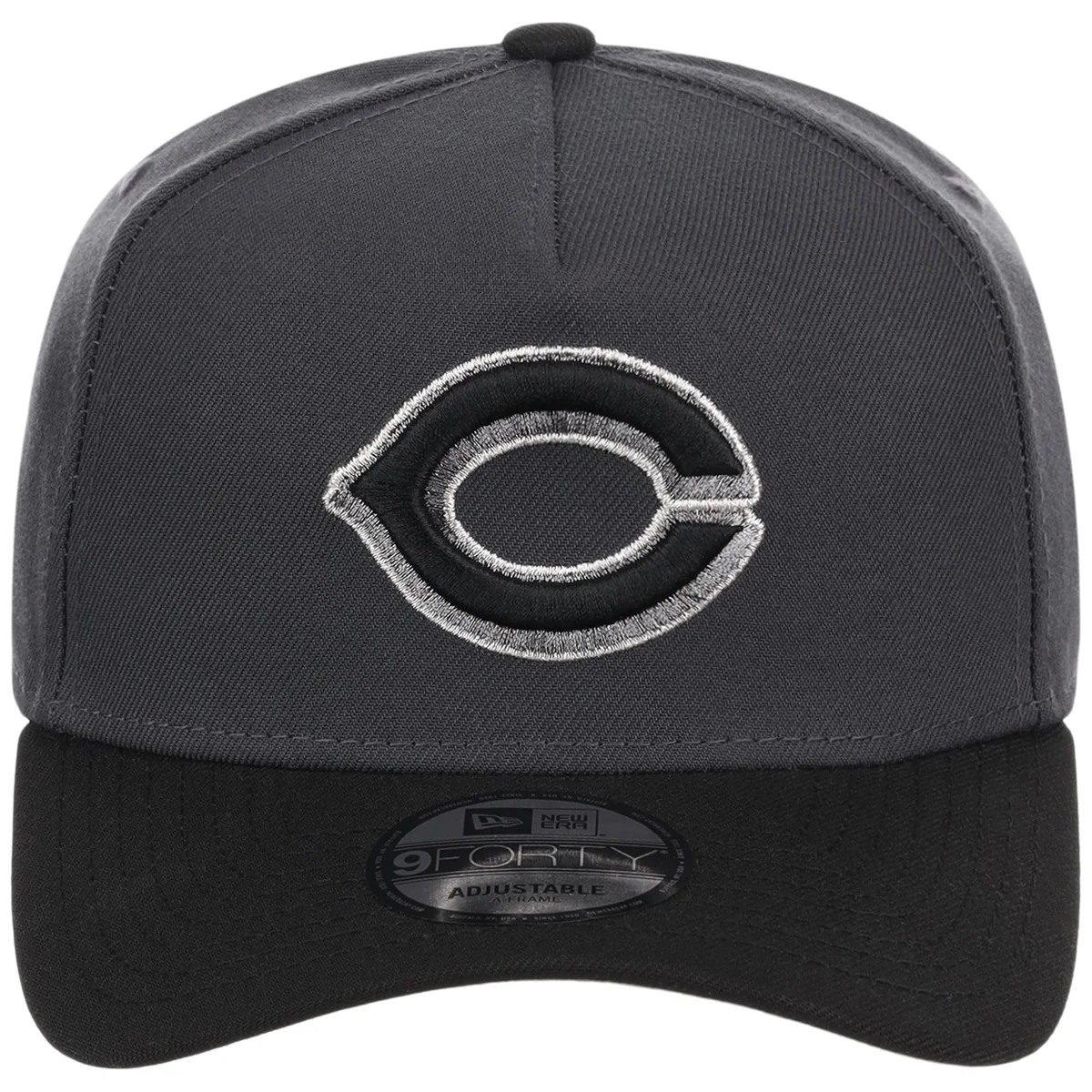 Cincinnati Reds MLB Graphite x Black FASHION CORE New Era 9FORTY A-Frame detail view