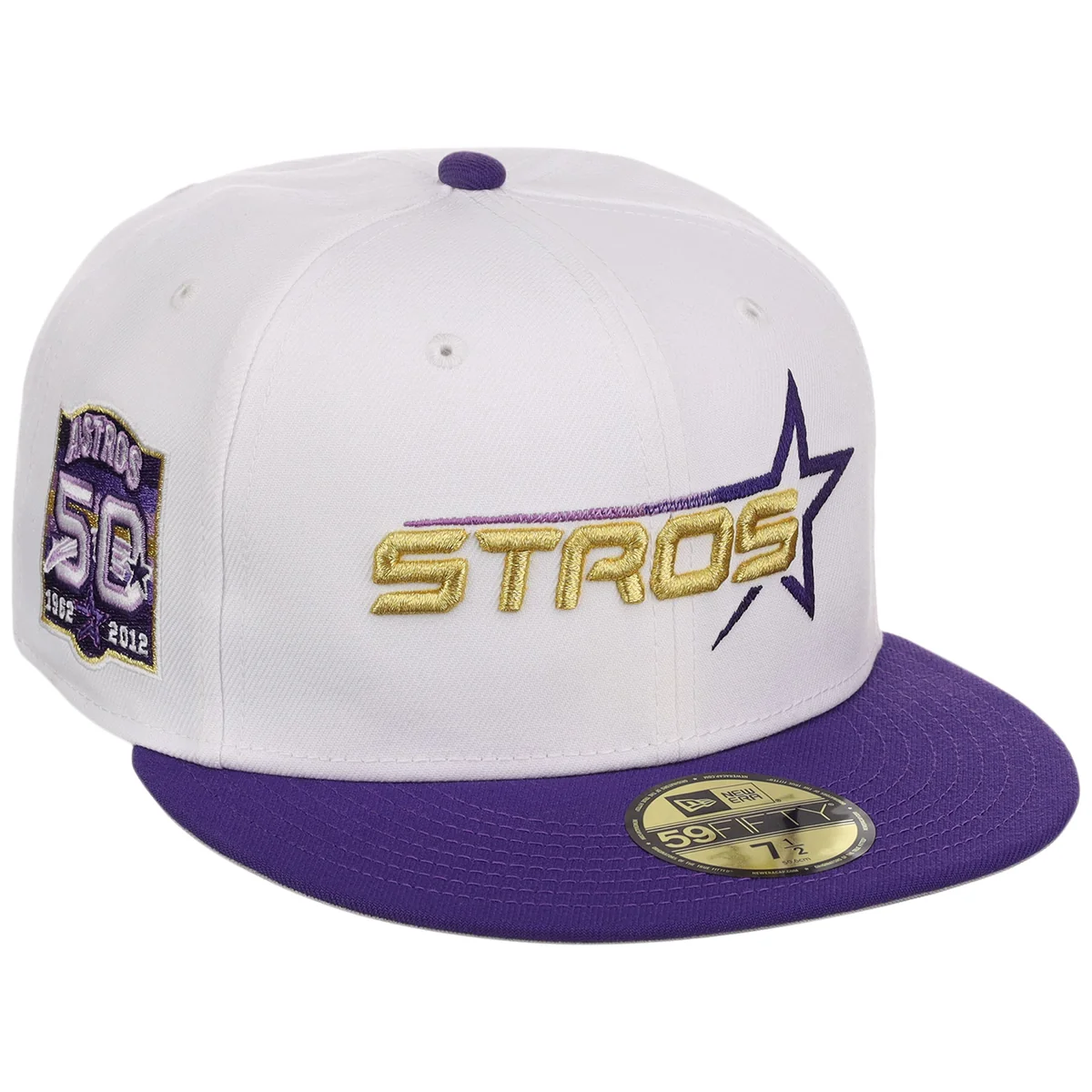 Houston Astros Side A: Track One New Era 59FIFTY (White/Purple) front view