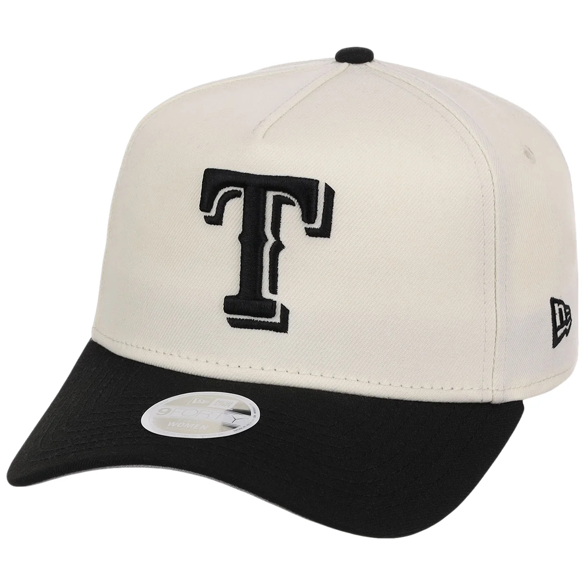 Texas Rangers Women's New Era 9FORTY Chrome x Black A-Frame detail view