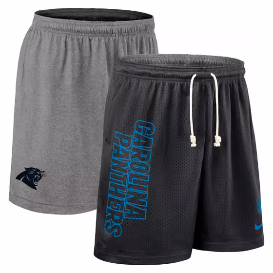 Carolina Panthers 2025 NFL Sideline Reversible Mesh Nike Dri-FIT Shorts Black view 1