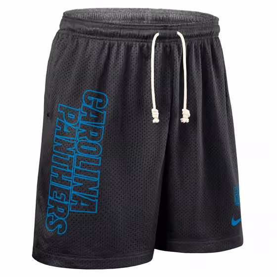 Carolina Panthers 2025 NFL Sideline Reversible Mesh Nike Dri-FIT Shorts Black view 2