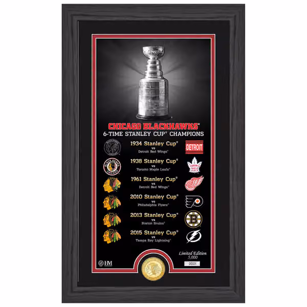 Chicago Blackhawks Stanley Cup Legacy Bronze Coin Framed NHL Photo view 1
