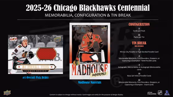 2025/26 Upper Deck Chicago Blackhawks Centennial Hockey NHL Hobby Box view 5