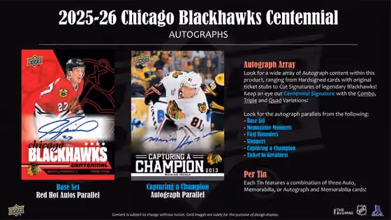 2025/26 Upper Deck Chicago Blackhawks Centennial Hockey NHL Hobby Box view 4