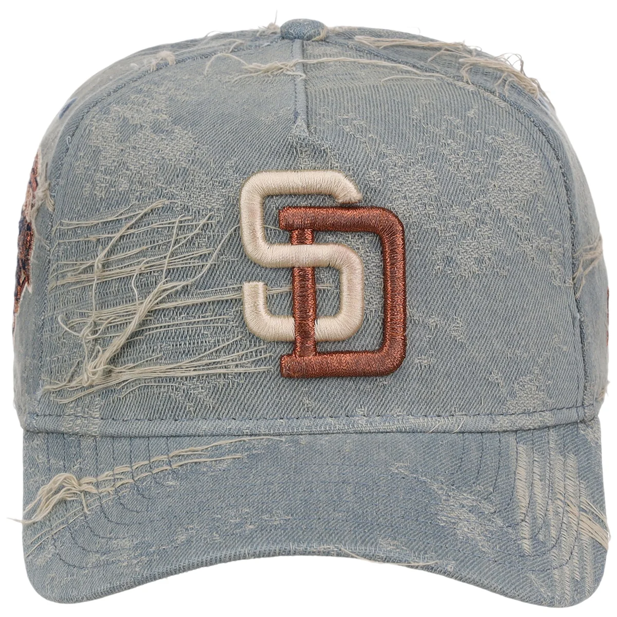 San Diego Padres MLB Oxidized Denim New Era 9FORTY A-Frame detail view