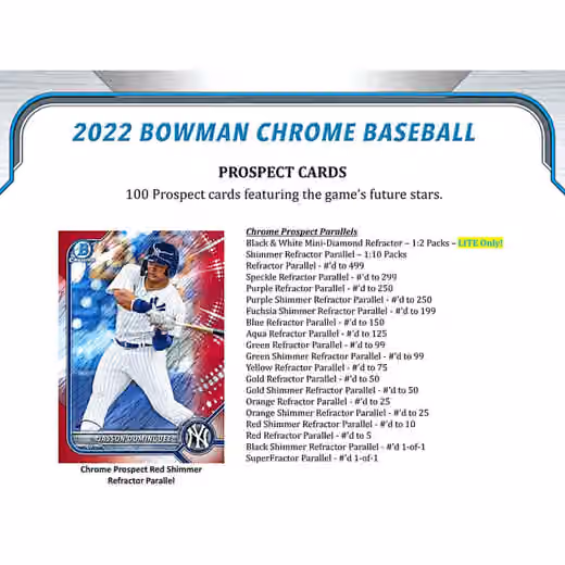 2022 Bowman Chrome Baseball LITE MLB Box view 4