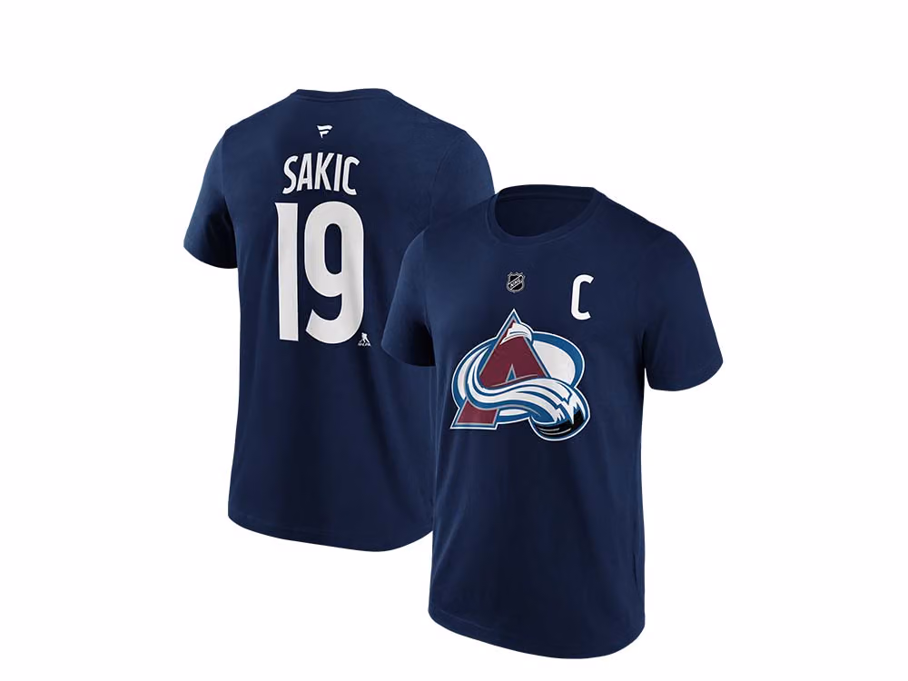 Fanatics Colorado Avalanche Joe Sakic Name & Number T-Shirt front