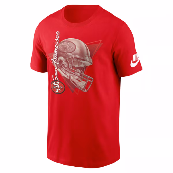 San Francisco 49ers Rewind Helmet Essential NFL T-Shirt Red view 1