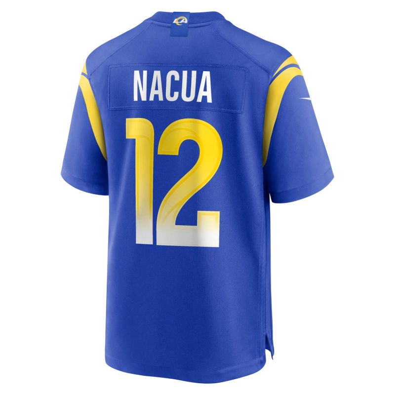Puka Nacua #12 Los Angeles Rams Nike Game NFL Jersey Blue view 3
