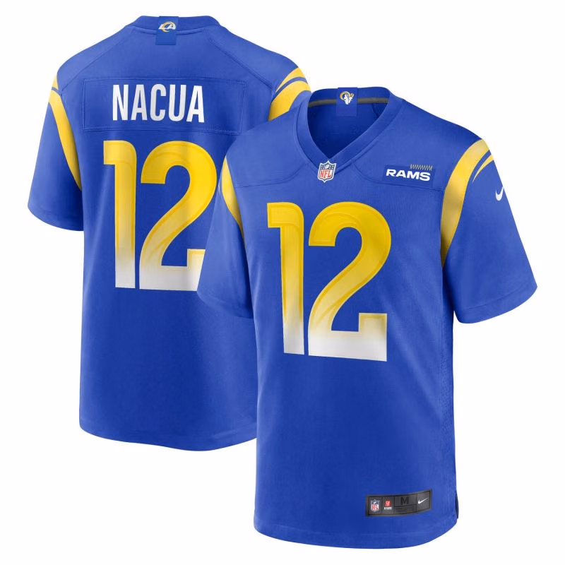 Puka Nacua #12 Los Angeles Rams Nike Game NFL Jersey Blue view 1