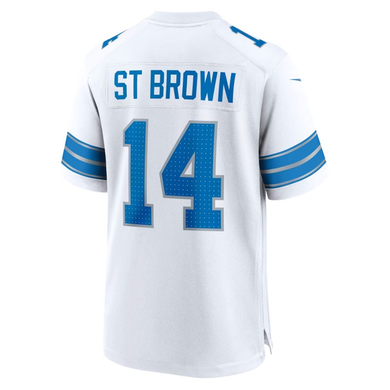 Amon-Ra St. Brown #14 Detroit Lions Game NFL Jersey White view 3