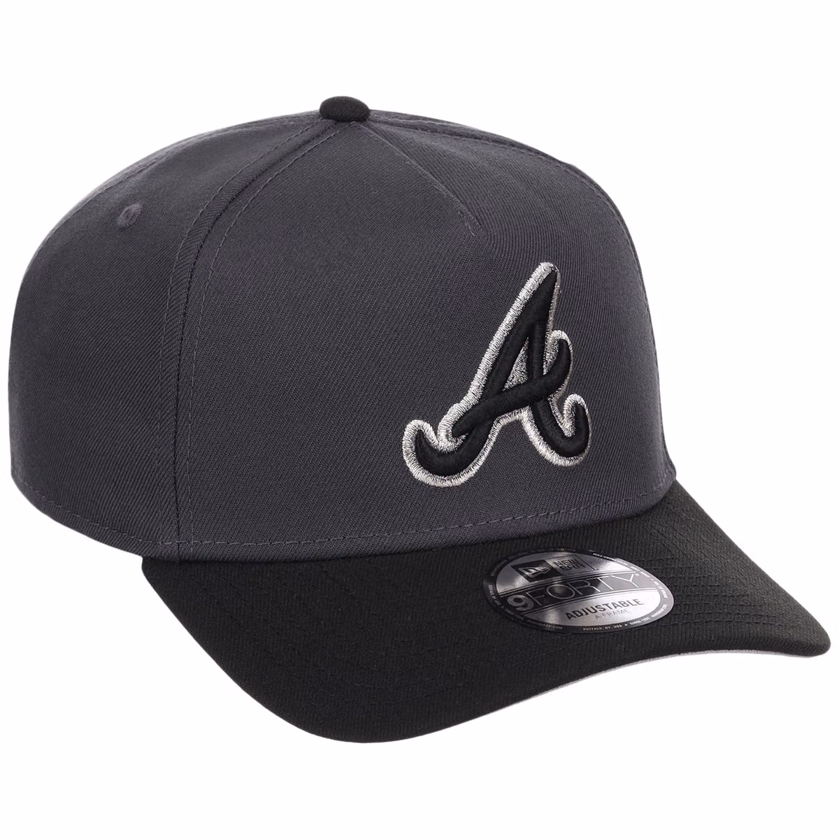 Atlanta Braves MLB Graphite x Black FASHION CORE New Era 9FORTY A-Frame front view