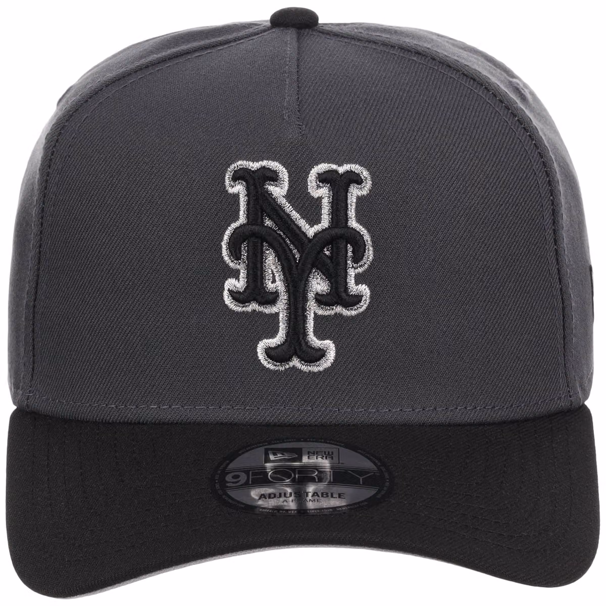 New York Mets MLB Graphite x Black FASHION CORE New Era 9FORTY A-Frame detail view