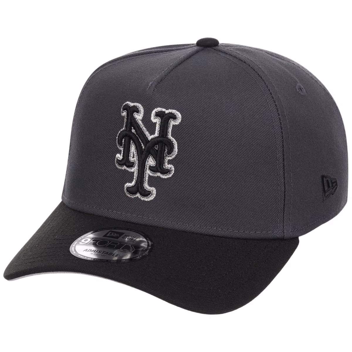 New York Mets MLB Graphite x Black FASHION CORE New Era 9FORTY A-Frame detail view