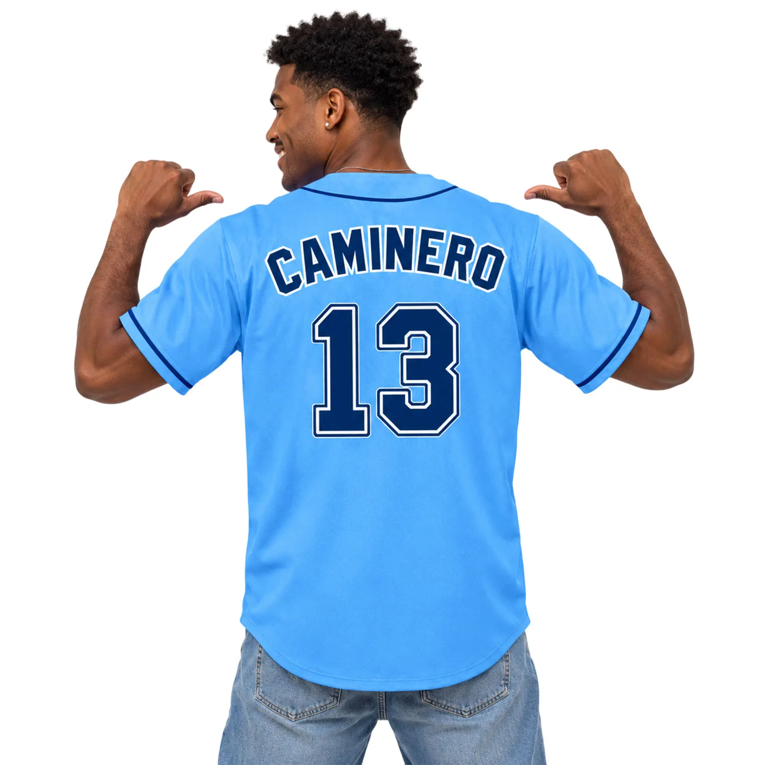 Junior Caminero TB Rays Blue Jersey Inspiring Wear