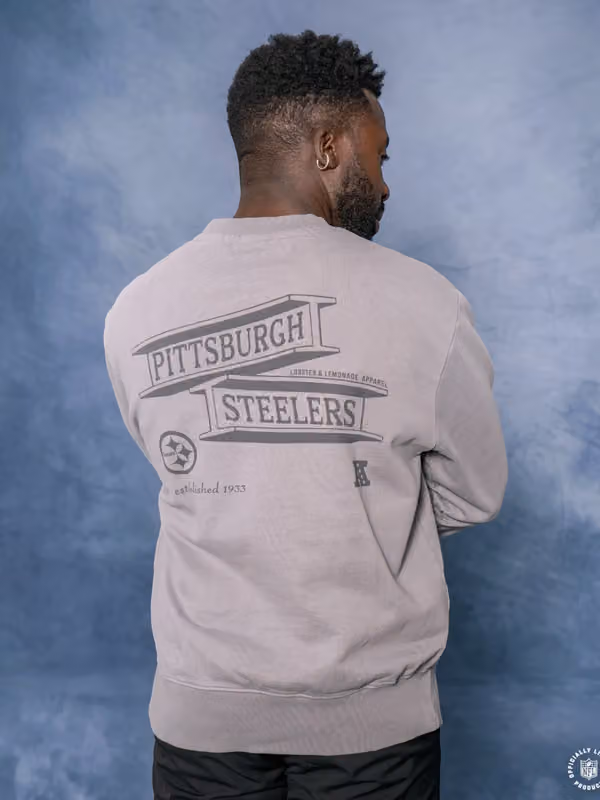 Pittsburgh Steelers L&L '96 Classics NFL Crew Sweater Gray view 6