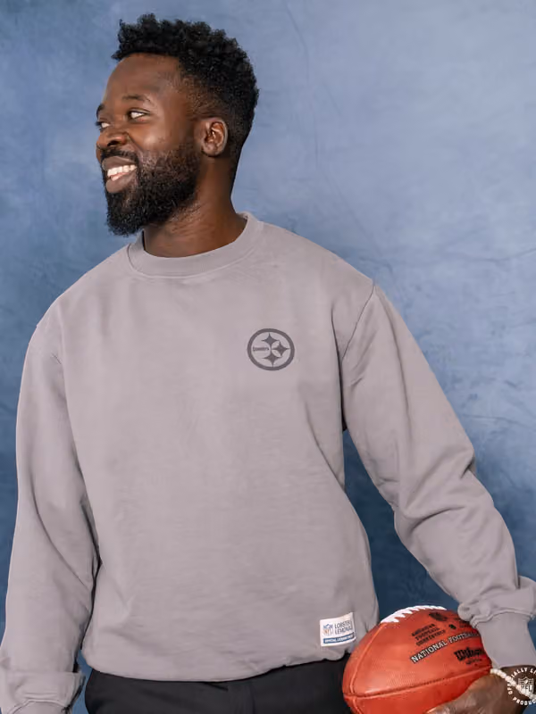Pittsburgh Steelers L&L '96 Classics NFL Crew Sweater Gray view 5