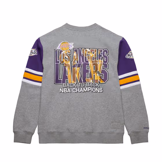 Los Angeles Lakers Mitchell & Ness All Over 4.0 Crew NBA Pullover Gray view 2