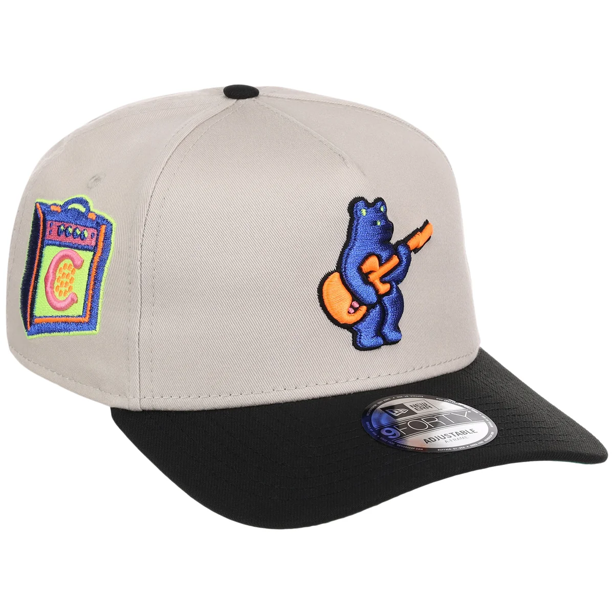 Chicago Cubs MLB Main Stage Stone Neon New Era 9FORTY AF front view